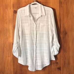Westport 100% Cotton White Pastel Plaid Gauze Button-Down 3X